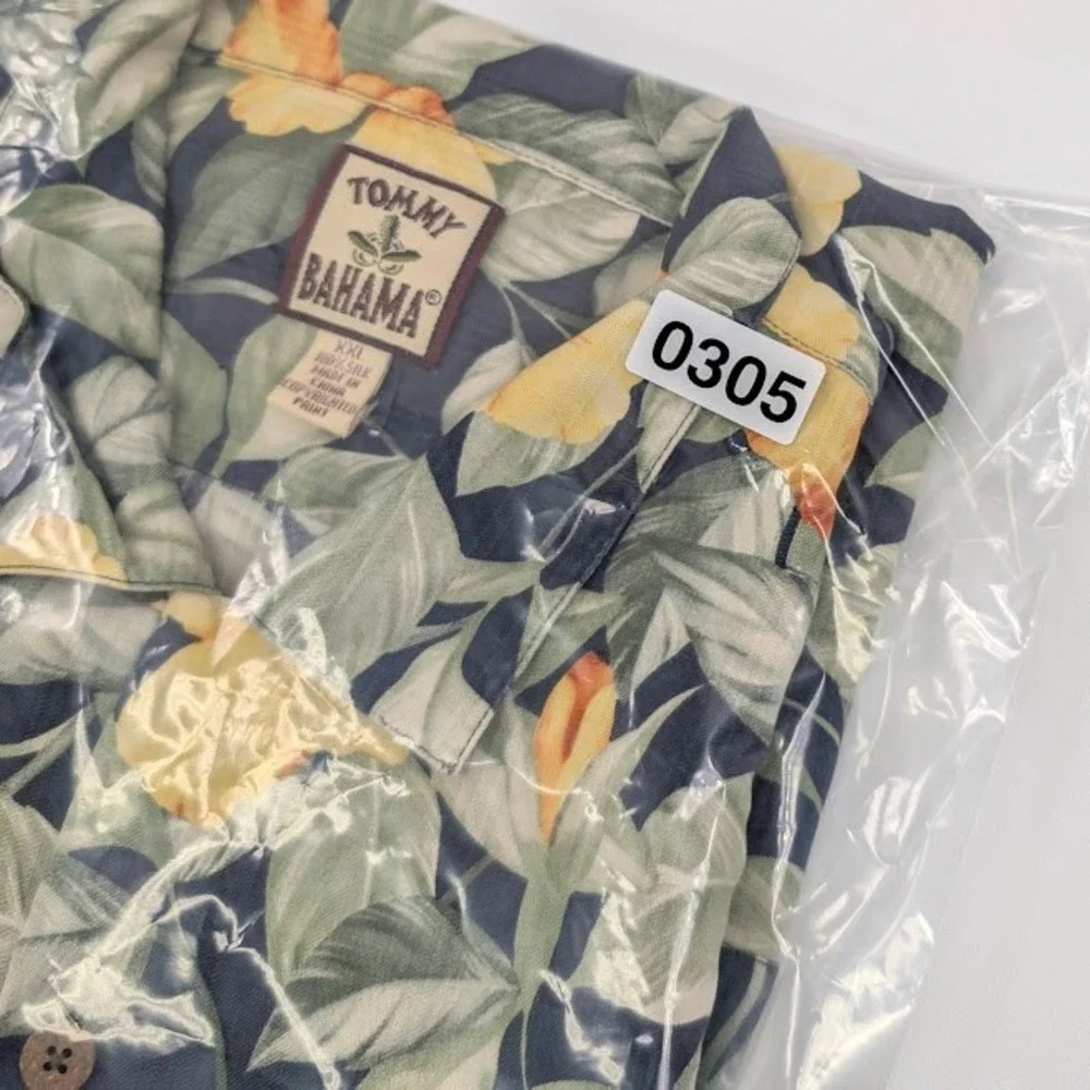Tommy Bahama Silk Camp Shirt Mens 2XL Tropical Floral Hibiscus‎ Hawaiian Print
